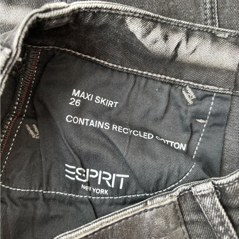 Esprit Black Denim Maxi Skirt High Waisted Stretch Pencil Skirt Size 26 - Picture 9 of 11